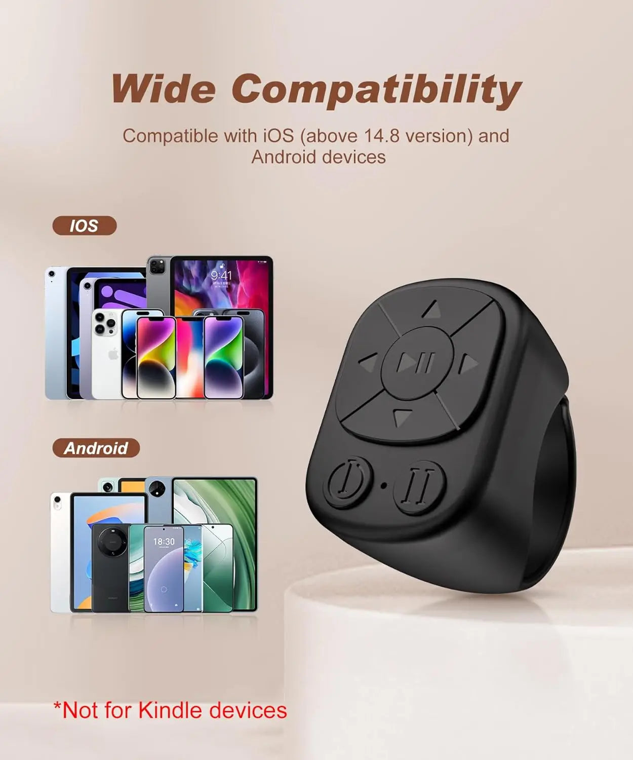 Anillo Control Remoto Bluetooth para TikTok - Compatible iPhone y Android