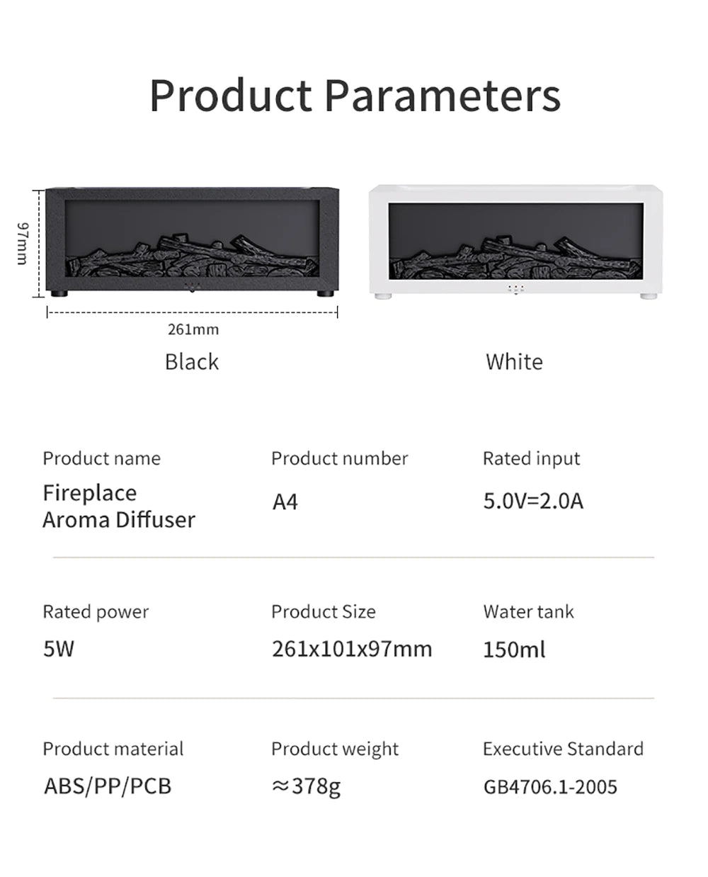 Humidificador de Aire con Aceites Esenciales - Efecto Llama y LED con Mando