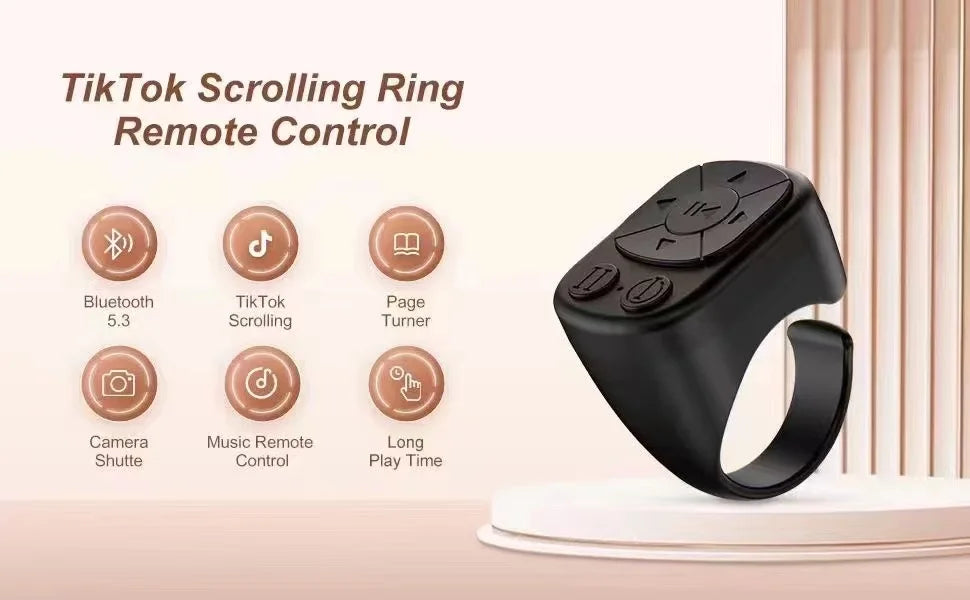 Anillo Control Remoto Bluetooth para TikTok - Compatible iPhone y Android