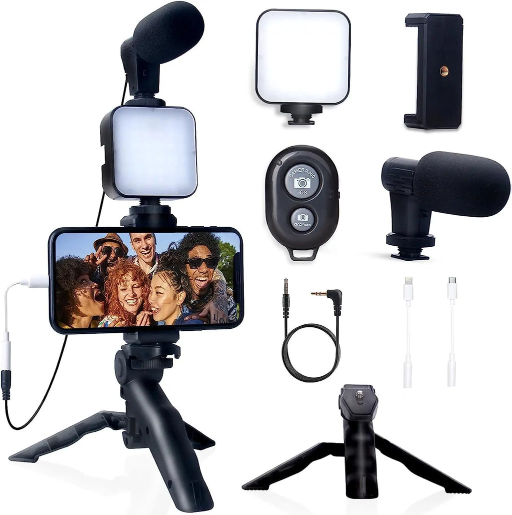Kit de Vlogging para Smartphone con Trípode y Micrófono - iPhone y Android